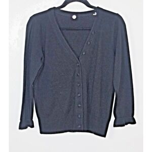 Margaret‎ O'Leary Cashmere Cardigan Sweater Size Small  Black V Neck